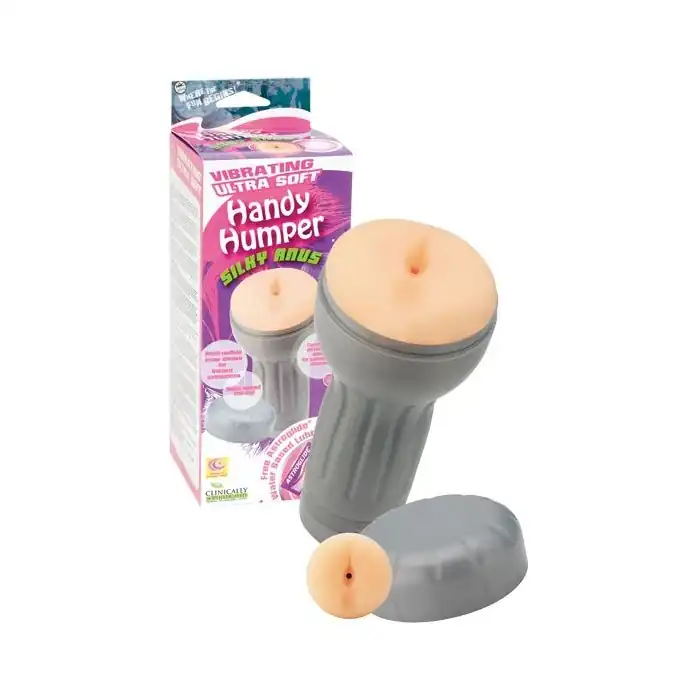Мастурбатор-анус в серой колбе Handy Humper Silky Anus с вибрацией. Фотография 2.