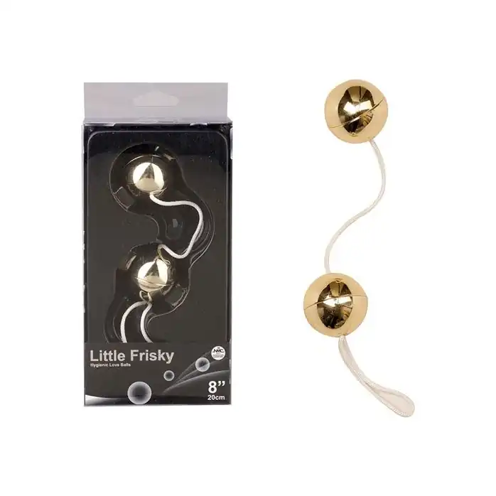 Золотистые вагинальные шарики LITTLE FRISKY LOVE BALLS GOLD. Фотография 2.