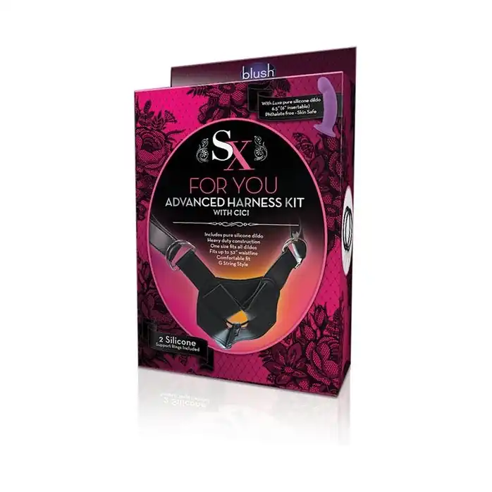 Изогнутый фаллоимитатор с креплением на регулируемом поясе ADVANCED HARNESS KIT WITH CICI - 15 см - SX Collection. Фотография 2.