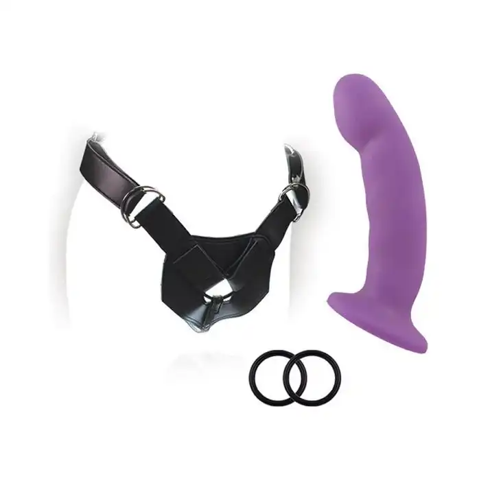 Изогнутый фаллоимитатор с креплением на регулируемом поясе ADVANCED HARNESS KIT WITH CICI - 15 см - SX Collection