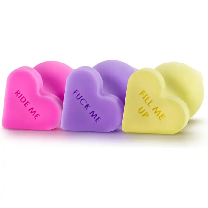 Розовый анальный плаг с основанием-сердечком RIDE ME - 10,6 см - Naughty Candy Hearts. Фотография 6.