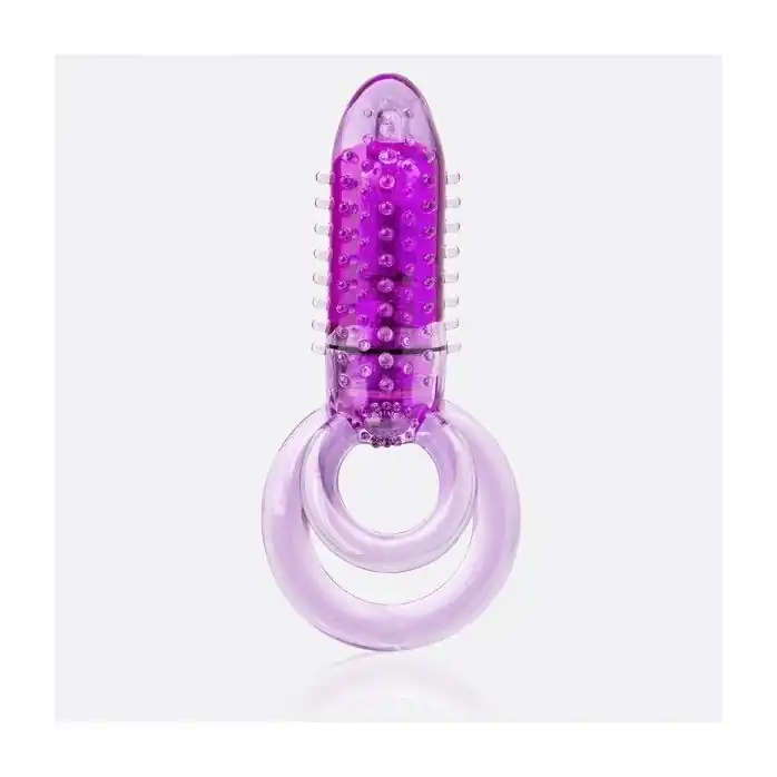 Фиолетовое виброкольцо с подхватом мошонки DOUBLE O 8 PURPLE