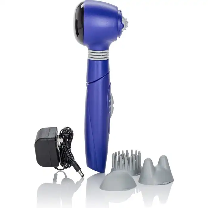 Синий вибромассажёр с 3 сменными насадками Infrared Rechargeable Massager