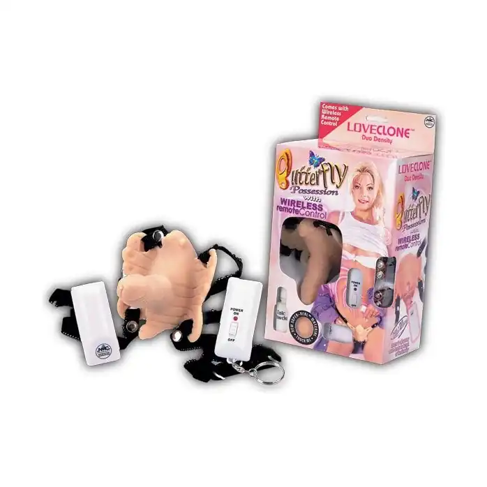 Телесная вибробабочка с фаллосом BUTTERFLY POSSESSION WITH WIRELESS REMOTE CONTROL