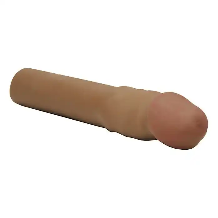 Бежевая насадка-удлинитель CyberSkin 4 inch Xtra Thick Transformer Penis Extension Dark - CyberSkin. Фотография 2.