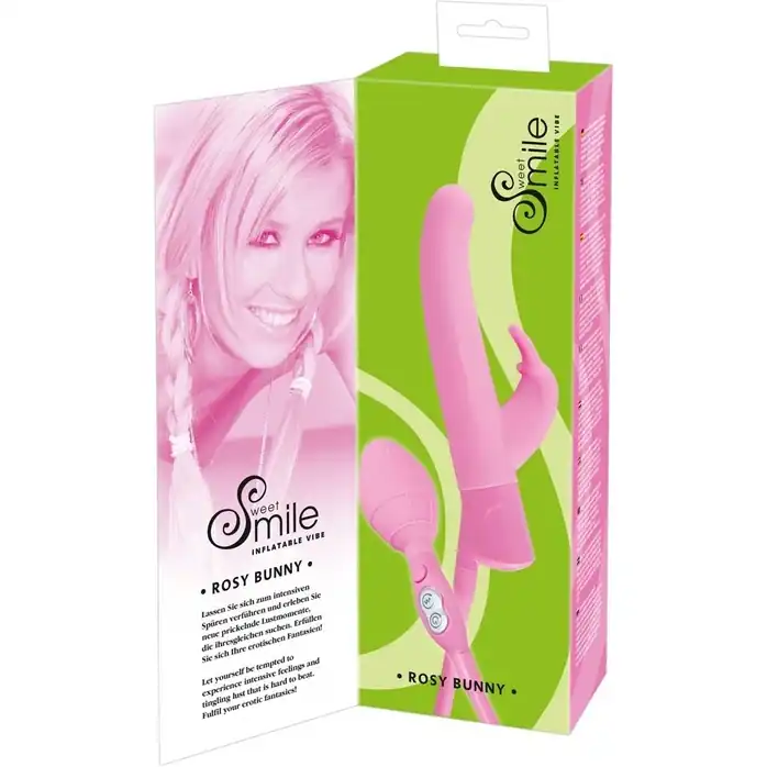 Розовый вибратор с функцией расширения Rosy Bunny - 20 см - Smile. Фотография 7.