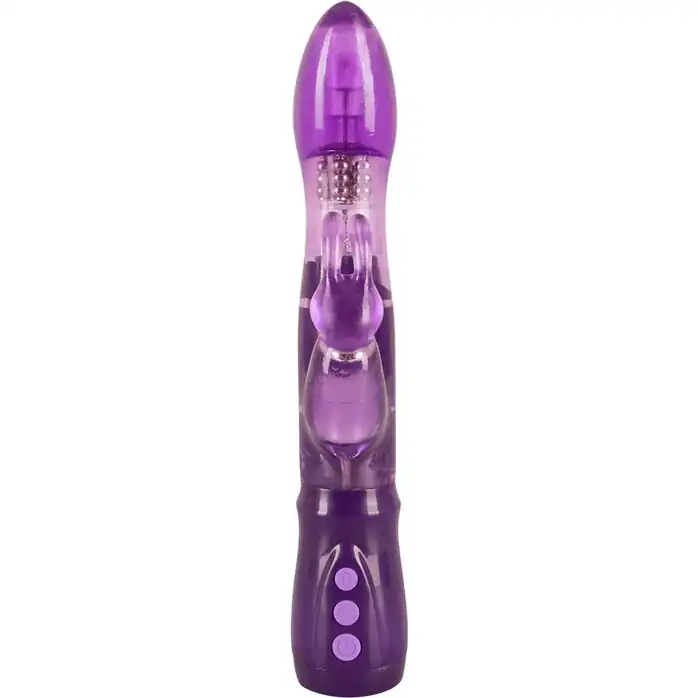 Фиолетовый вибратор с ротацией и клиторальной стимуляцией Purple Surprise - 24,5 см - You2Toys. Фотография 2.