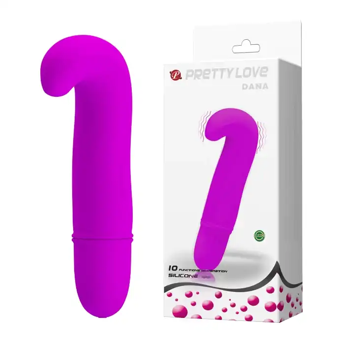 Силиконовый мини-вибратор Dana с загнутым кончиком - 10,6 см - Pretty Love. Фотография 9.