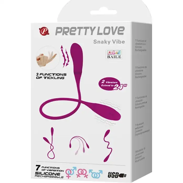 Двусторонний гибкий вибратор Snaky Vibe - 60 см - Pretty Love. Фотография 6.