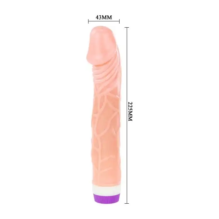 Телесный вибратор Pleasure Fantasy с богатым рельефом - 22,5 см. Фотография 4.