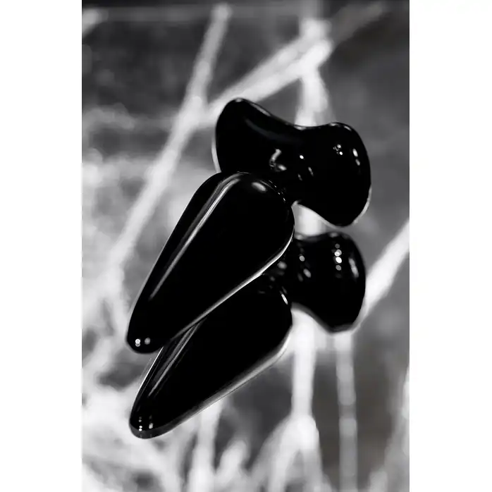 Черная стеклянная анальная втулка - 11 см - Sexus Glass. Фотография 6.
