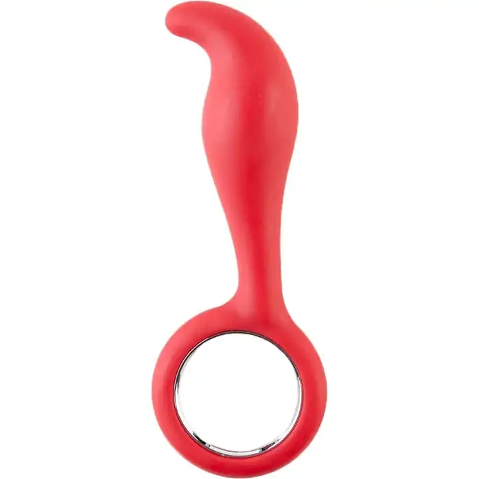 Красный анальный стимулятор с ручкой-кольцом - 14 см - Black Red