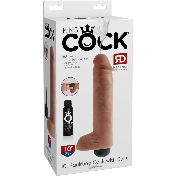 Фаллоимитатор King Cock 10 Squirting Cock с эффектом эякуляции - 25,4 см - King Cock. Фотография 6.