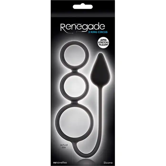 Анальная пробка Renegade 3 Ring Circus Small с эрекционными кольцами - Renegade