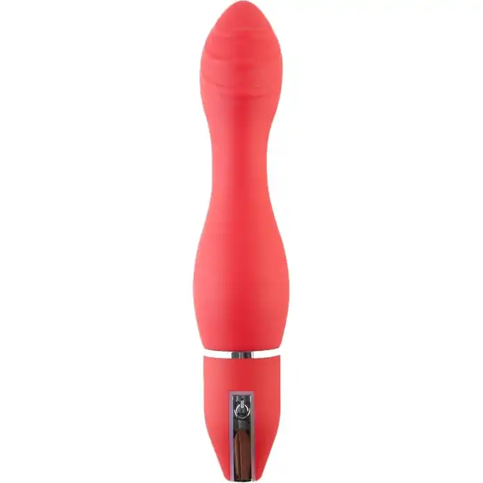 Красный анальный вибромассажёр из силикона - 27 см - Black Red