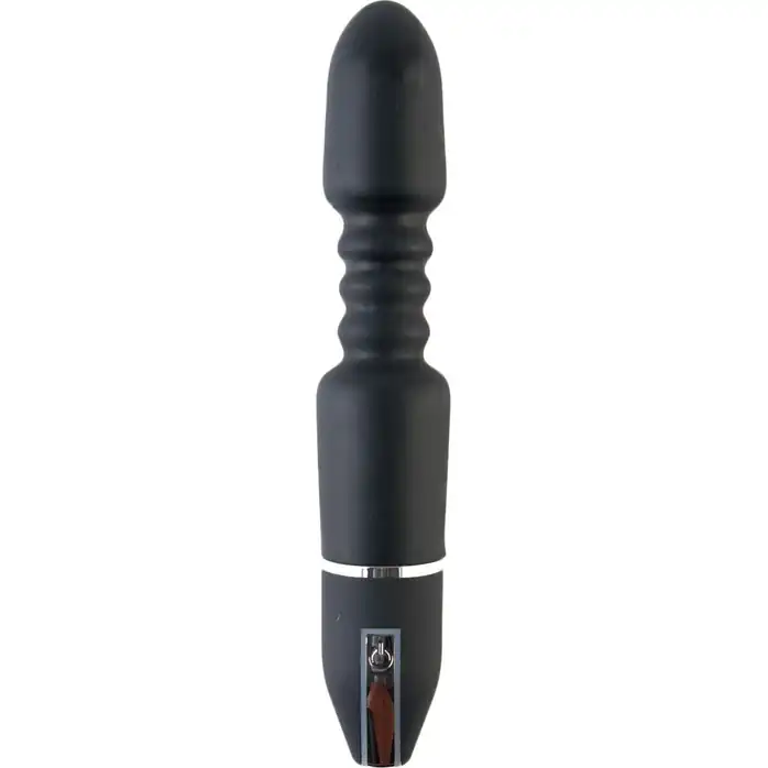 Чёрный анальный вибромассажёр с широкой головкой - 27 см - Black Red