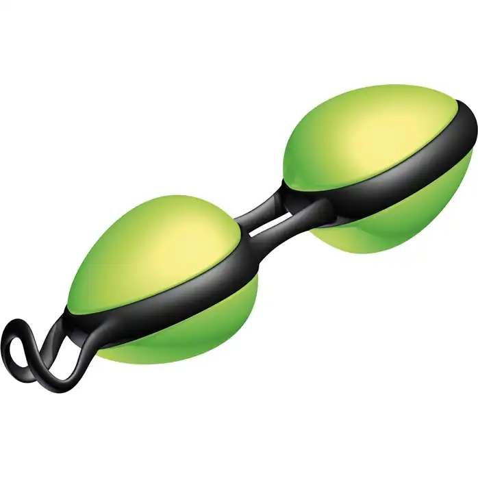 Зелёные вагинальные шарики на чёрной сцепке Joyballs Secret