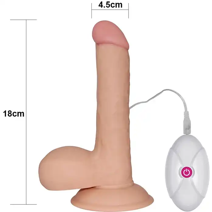 Вибратор-реалистик с выносным пультом The Ultra Soft Dude - 18 см. Фотография 7.