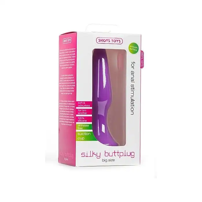 Фиолетовая анальная пробка Silky Buttplug Big Purple - 16 см - Shots Toys. Фотография 2.