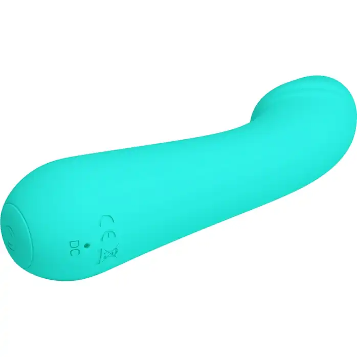 Бирюзовый силиконовый вибратор Cetus для G-точки - 15 см - Pretty Love. Фотография 7.