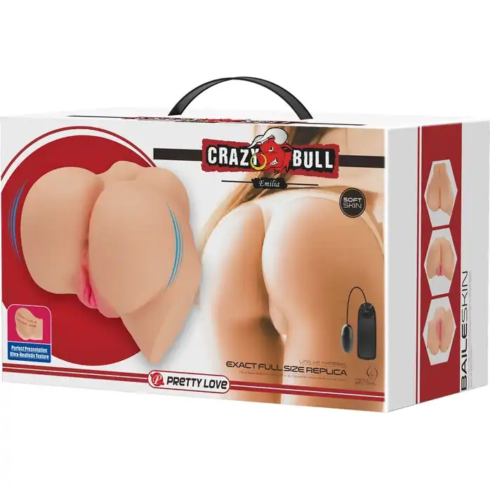 Телесный мастурбатор-полуторс Emilia с вибрацией - Crazy Bull. Фотография 8.
