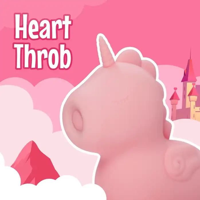 Персиковый клиторальный стимулятор Unihorn Heart Throb с режимом пульсации. Фотография 9.