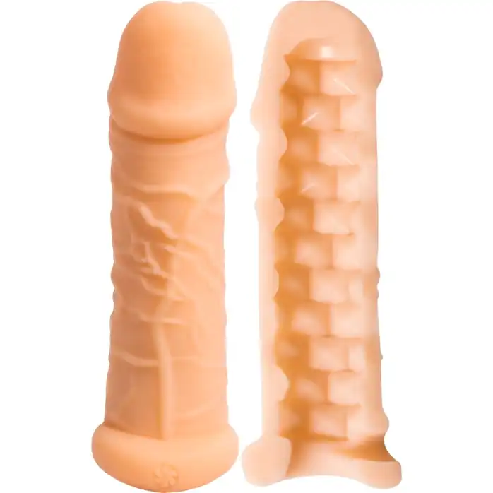 Телесный фаллоудлинитель Extra Size Bubbles - 15,5 см - Real