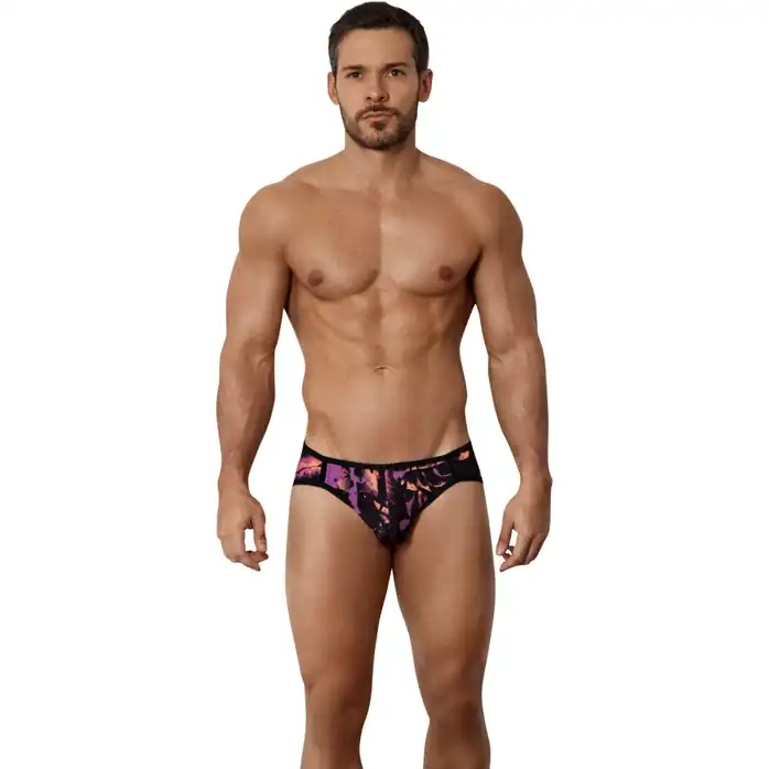 Черные принтованные трусы-джоки Natura Jockstrap. Фотография 4.