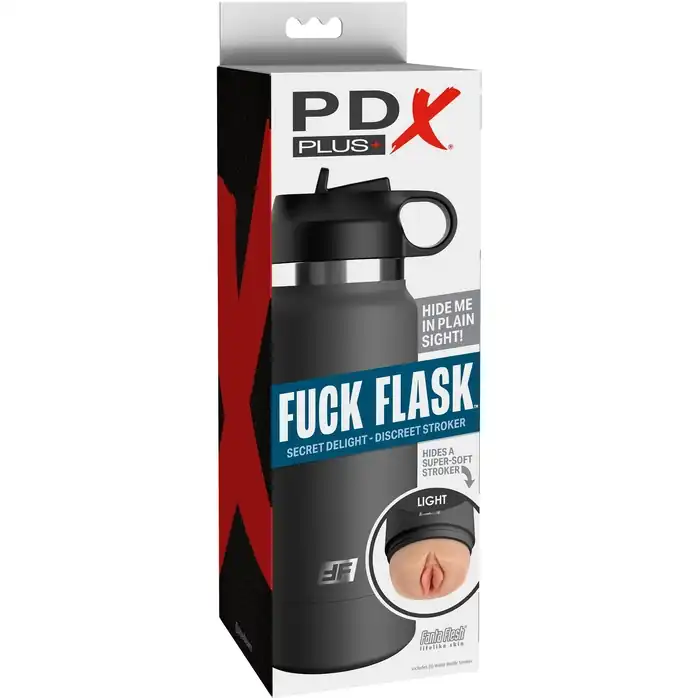 Серый мастурбатор в виде бутылки Fck Flask - PDX Plus. Фотография 2.