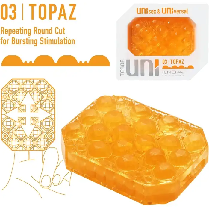 Оранжевый мастурбатор-стимулятор Tenga Uni Topaz - UNI Series. Фотография 3.