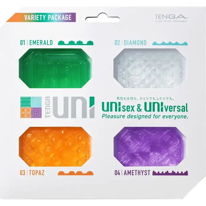 Набор из 4 мастурбаторов-стимуляторов Tenga Uni Variety Pack - UNI Series