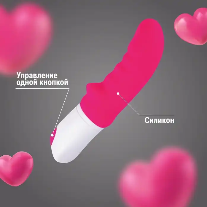 Розовый вибратор с рёбрышками - 18 см. Фотография 8.