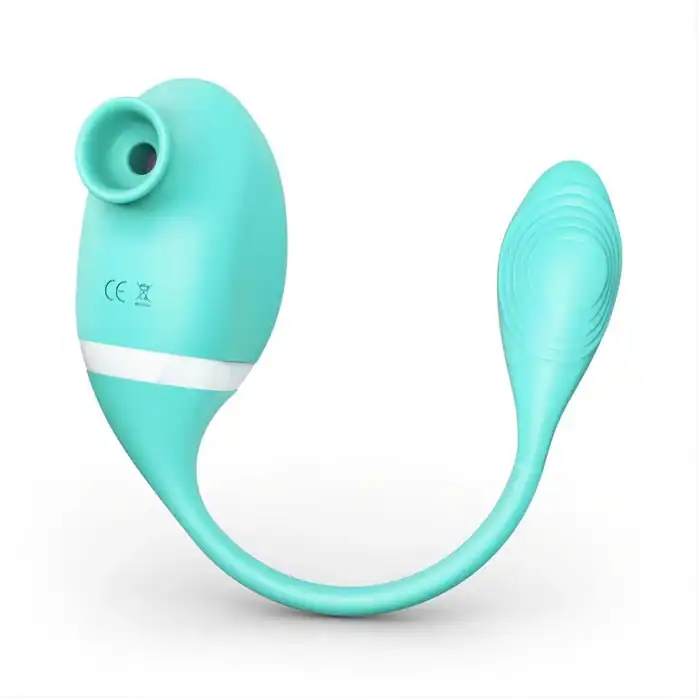 Мятный вакуумный вибростимулятор Tadpole Vibrating Dual Stimulation с виброхвостиком