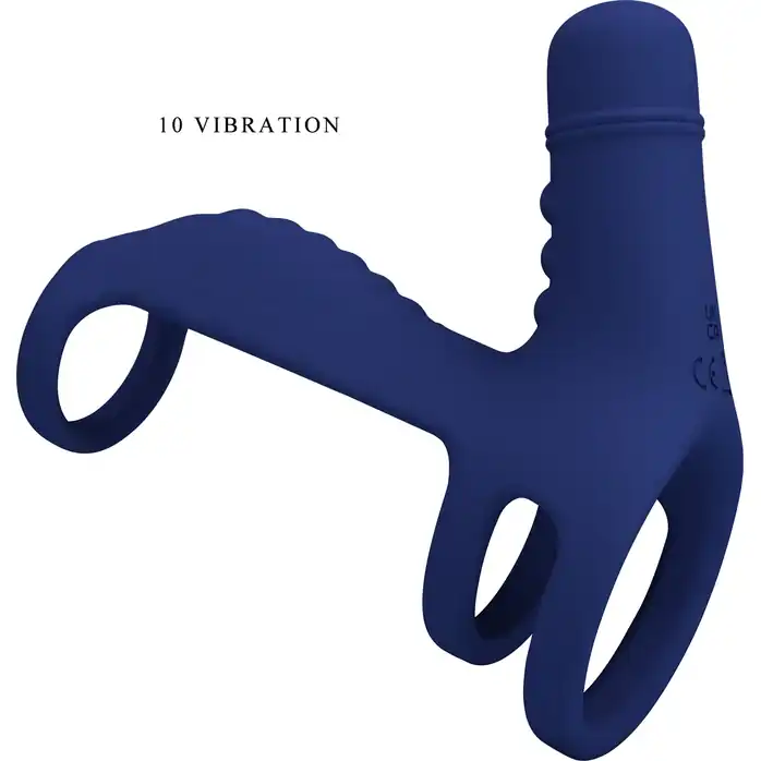 Синяя вибронасадка на пенис Vibrating Penis Sling - Pretty Love. Фотография 6.