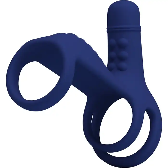 Синяя вибронасадка на пенис Vibrating Penis Sling - Pretty Love