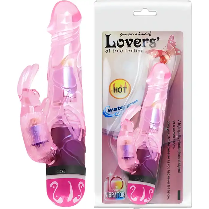 Розовый вибратор-кролик Lovers - 17,5 см. Фотография 2.