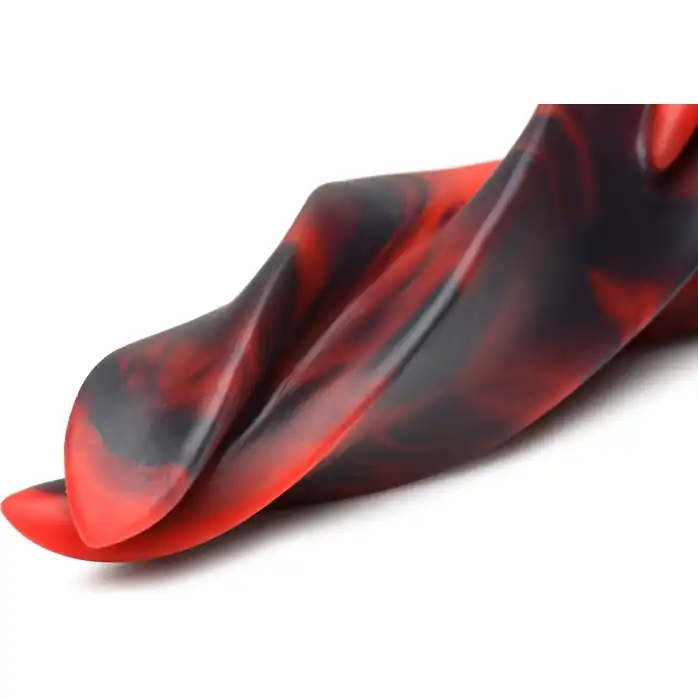 Красно-черный фантазийный фаллоимитатор Hell Kiss Twisted Tongues Silicone Dildo - 18,8 см - Creature Cocks. Фотография 4.