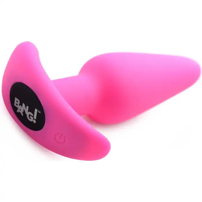 Розовая анальная вибропробка с пультом ДУ 21X Remote Control Vibrating Silicone Butt Plug - 10,4 см - Bang!. Фотография 3.