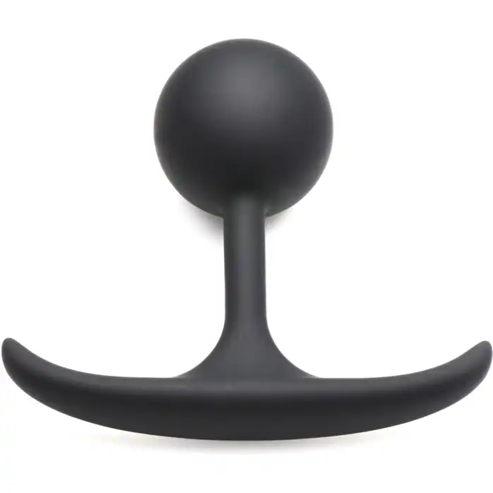 Черная анальная пробка с утяжелением Premium Silicone 3.3 Weighted Round Plug - 8,4 см - Heavy hitters