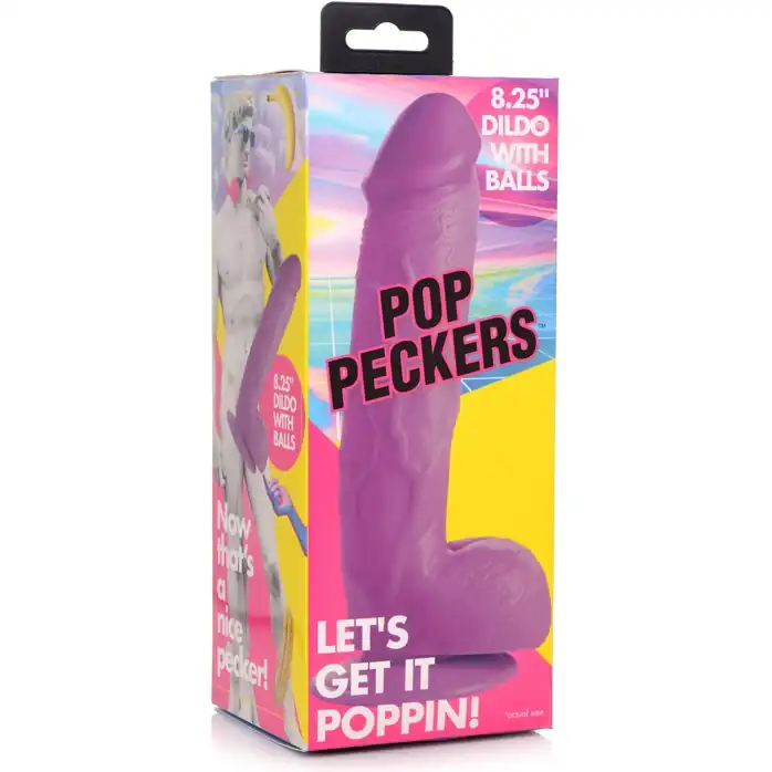Фиолетовый фаллоимитатор на присоске 8.25 Dildo with Balls - 22,8 см - Pop Peckers. Фотография 2.
