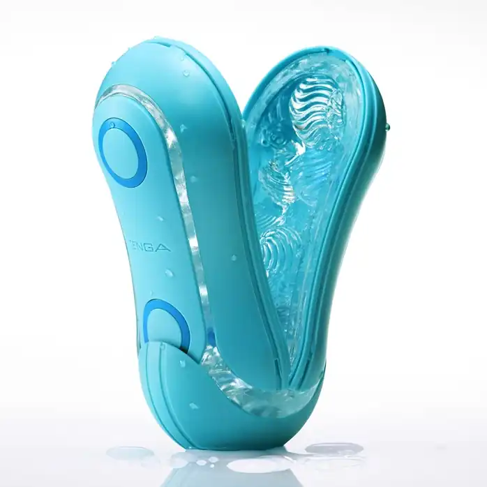 Голубой мастурбатор Tenga Flip ORB Ocean - FLIP Series. Фотография 5.