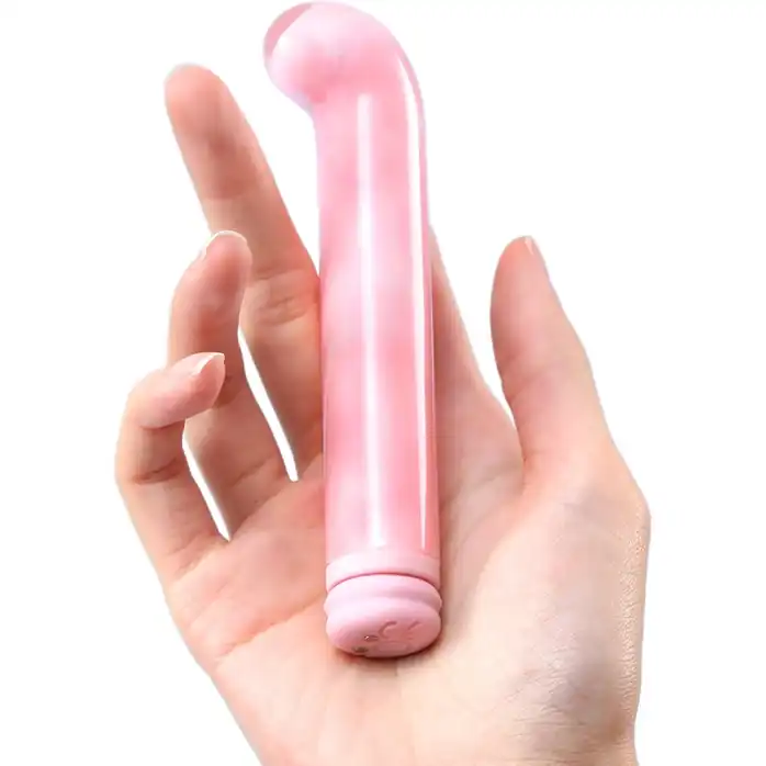 Розовый компактный вибратор из стекла Magic Cane - 12 см. Фотография 3.