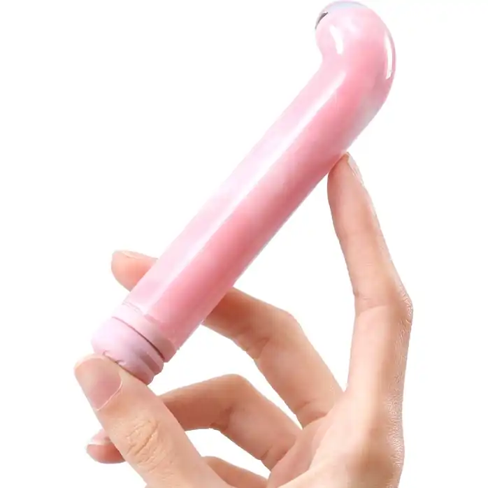 Розовый компактный вибратор из стекла Magic Cane - 12 см. Фотография 4.