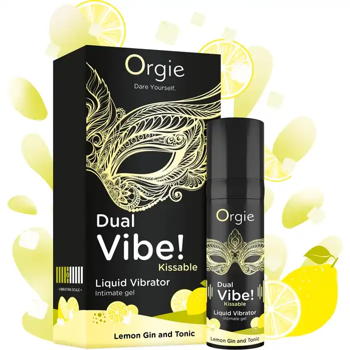 Съедобный жидкий вибратор Dual Vibe! со вкусом лимонного джина с тоником - 15 мл