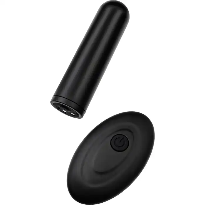 Черная перезаряжаемая вибропуля с пультом ДУ RealStick CALIBER - RealStick Caliber