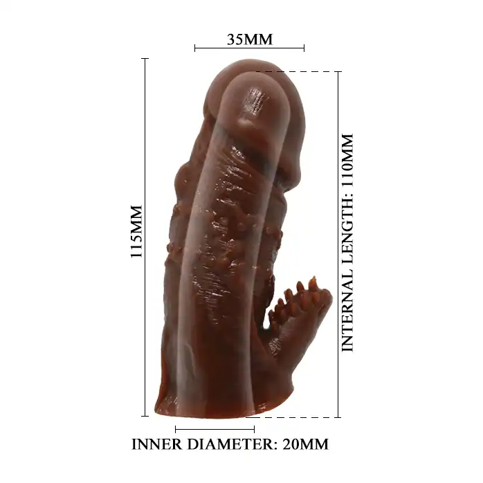 Коричневая насадка на пенис - 11,5 см. Фотография 3.