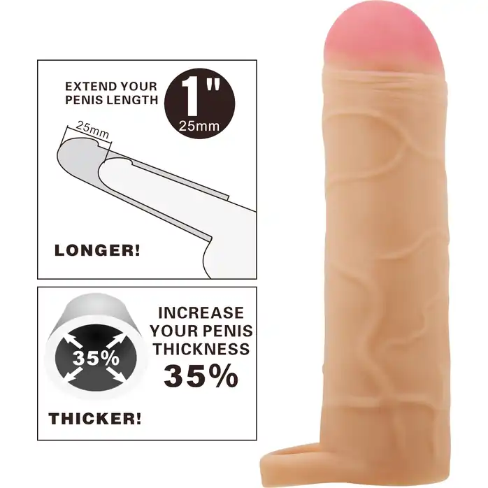 Телесная насадка-удлинитель на пенис Bunion - 16,5 см - Pretty Love. Фотография 4.