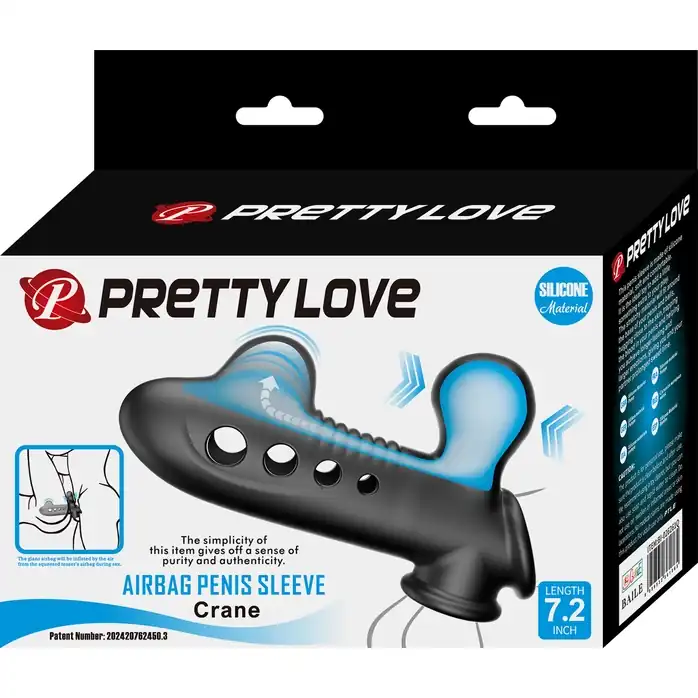 Черная насадка на пенис с эффектом расширения Crane - 18,4 см - Pretty Love. Фотография 11.