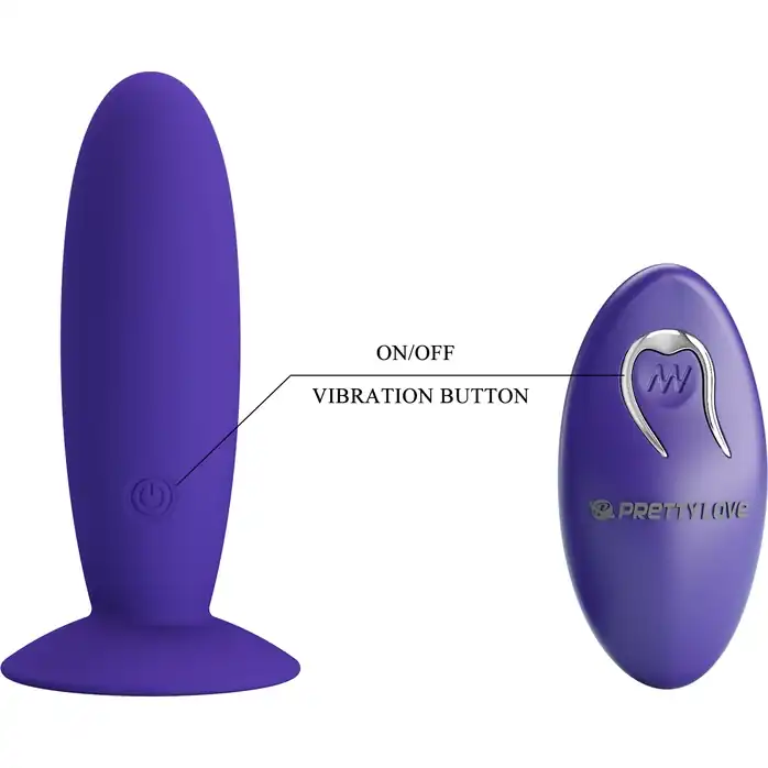 Фиолетовый анальный вибростимулятор Remote Control Vibrating Plug Youth - 11 см - Pretty Love. Фотография 6.