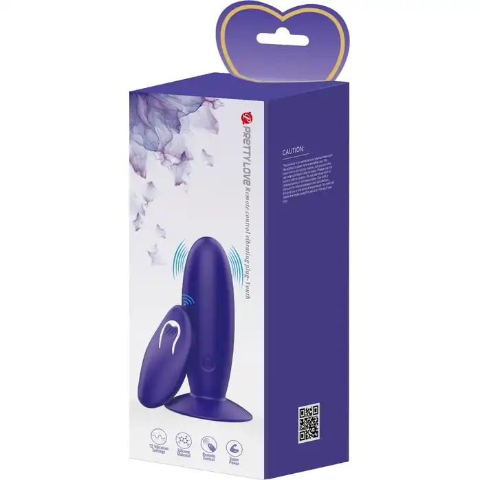 Фиолетовый анальный вибростимулятор Remote Control Vibrating Plug Youth - 11 см - Pretty Love. Фотография 8.